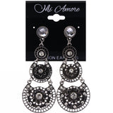 Mi Amore Flower Drop-Dangle-Earrings Silver-Tone