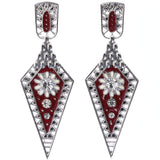 Mi Amore Flower Dangle-Earrings Silver-Tone/Red