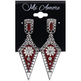 Mi Amore Flower Dangle-Earrings Silver-Tone/Red