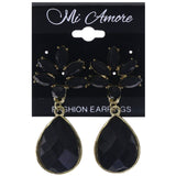 Mi Amore Faceted  Drop-Dangle-Earrings Black/Gold-Tone