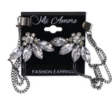 Mi Amore Flower Double Ear Cuff Stud-Earrings Silver-Tone & Black