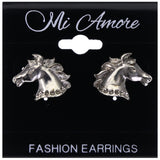 Mi Amore Horse Head Stud-Earrings Silver-Tone
