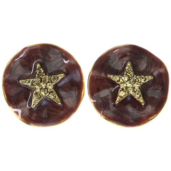 Mi Amore Nautical  Starfish Stud-Earrings Gold-Tone & Purple