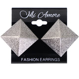 Mi Amore Textured Spike Stud-Earrings Silver-Tone
