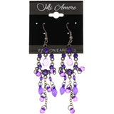 Mi Amore Leaf Matte Finish Dangle-Earrings Purple & Silver-Tone