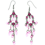 Mi Amore Leaf Matte Finish Dangle-Earrings Pink & Silver-Tone