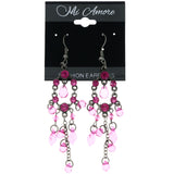 Mi Amore Leaf Matte Finish Dangle-Earrings Pink & Silver-Tone