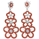 Mi Amore Flower Drop-Dangle-Earrings Orange/Silver-Tone