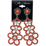 Mi Amore Flower Drop-Dangle-Earrings Orange/Silver-Tone