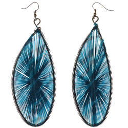 Mi Amore String Art Zebra Stripe Dangle-Earrings Blue & Black