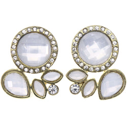 Mi Amore Faceted  Stud-Earrings White/Gold-Tone
