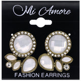 Mi Amore Faceted  Stud-Earrings White/Gold-Tone