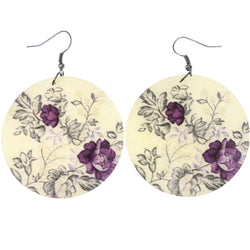 Mi Amore Glitter Flower Dangle-Earrings White & Purple