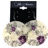 Mi Amore Glitter Flower Dangle-Earrings White & Purple