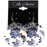 Mi Amore Flower Butterfly Dangle-Earrings White & Black
