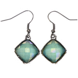 Mi Amore AB Finish Faceted Dangle-Earrings Green & Silver-Tone