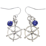 Mi Amore Ship Wheel Dangle-Earrings Silver-Tone