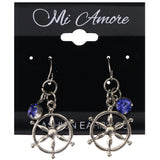 Mi Amore Ship Wheel Dangle-Earrings Silver-Tone
