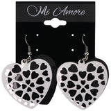 Mi Amore Heart Dangle-Earrings Black/White