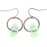 Mi Amore Faceted  AB Finish Dangle-Earrings Silver-Tone & Green