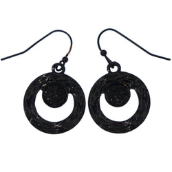 Mi Amore Textured Dangle-Earrings Black