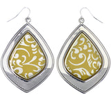 Mi Amore Flower Dangle-Earrings Silver-Tone/Yellow