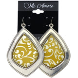 Mi Amore Flower Dangle-Earrings Silver-Tone/Yellow