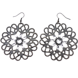 Mi Amore Flower Dangle-Earrings Silver-Tone