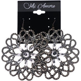 Mi Amore Flower Dangle-Earrings Silver-Tone