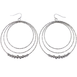 Mi Amore Textured Dangle-Earrings Silver-Tone