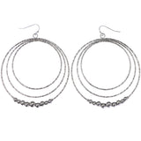 Mi Amore Textured Dangle-Earrings Silver-Tone