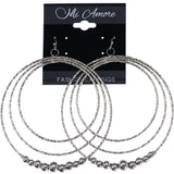 Mi Amore Textured Dangle-Earrings Silver-Tone