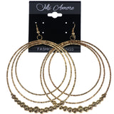 Mi Amore Textured Dangle-Earrings Gold-Tone