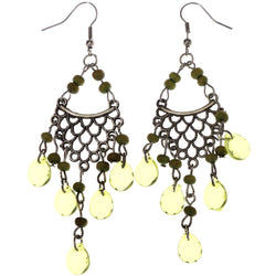 Mi Amore Faceted Antiqued Dangle-Earrings Silver-Tone & Green