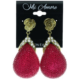 Mi Amore Antiqued Rose Dangle-Earrings Pink & Gold-Tone