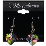 Mi Amore AB Finish Heart Dangle-Earrings Multicolor & Silver-Tone