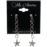 Mi Amore Star Drop-Dangle-Earrings Silver-Tone