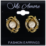 Mi Amore Stud-Earrings Gold-Tone/White
