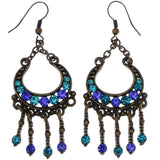 Mi Amore Antiqued Dangle-Earrings Gold-Tone/Blue