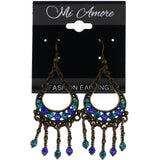 Mi Amore Antiqued Dangle-Earrings Gold-Tone/Blue