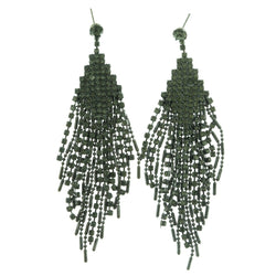 Silver-Tone Metal Dangle-Earrings With Crystal Accents