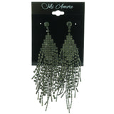 Silver-Tone Metal Dangle-Earrings With Crystal Accents