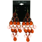 Gold-Tone Metal Chandelier-Earrings With Red Crystal Accents