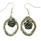 Silver-Tone & Black Colored Metal Dangle-Earrings