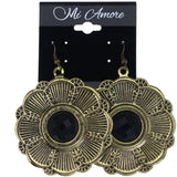 Mi Amore Antiqued Flower Dangle-Earrings Gold-Tone & Black