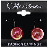 Mi Amore AB Finish Dangle-Earrings Red/Silver-Tone