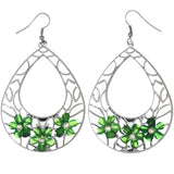 Mi Amore Flower Dangle-Earrings Silver-Tone/Green