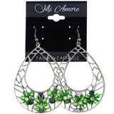 Mi Amore Flower Dangle-Earrings Silver-Tone/Green