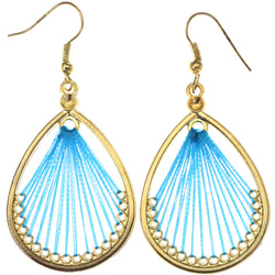 Mi Amore String Art Dangle-Earrings Blue/Gold-Tone