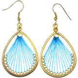 Mi Amore String Art Dangle-Earrings Blue/Gold-Tone